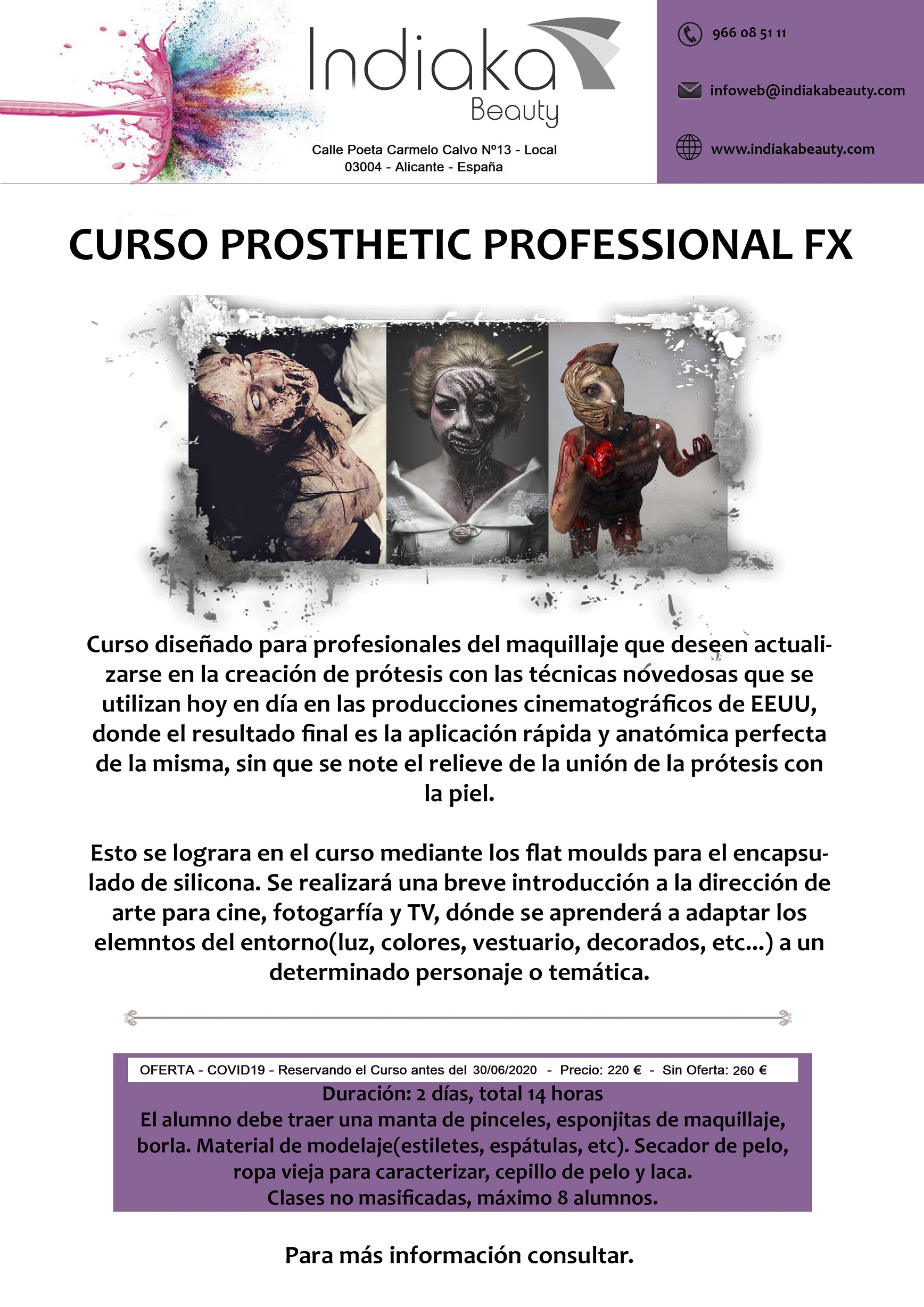 CURSO PROSTHETIC PROFESSIONAL – SFX – FX – PROTESIS SILICONA PLANA |  Indiaka Beauty