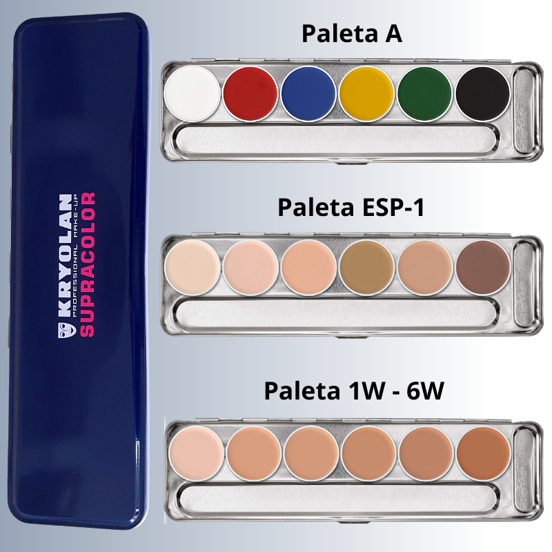 kryolan-cream-color-circle-paleta-supracolor-combinados-multi-color-6 colores-tonos-basicos-mezclas-supra-ESP1-1W-6W-1W 6W