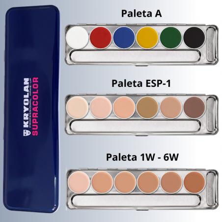 kryolan-cream-color-circle-paleta-supracolor-combinados-multi-color-6 colores-tonos-basicos-mezclas-supra-ESP1-1W-6W-1W 6W